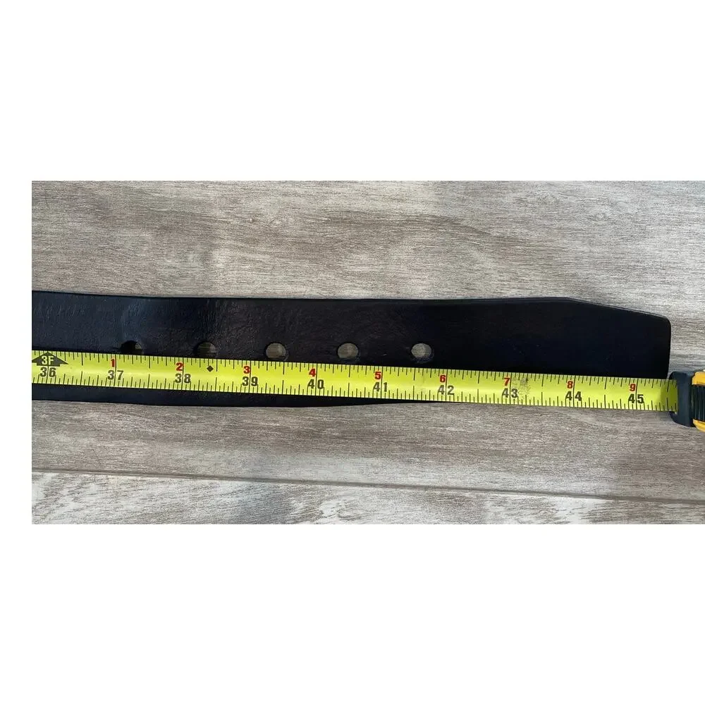 Belt Leather Waist 37-41 Black True Religion Studded Large Metal Buckle Unisex
